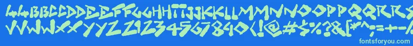 Grungelings Font – Green Fonts on Blue Background