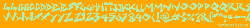 Grungelings Font – Green Fonts on Orange Background
