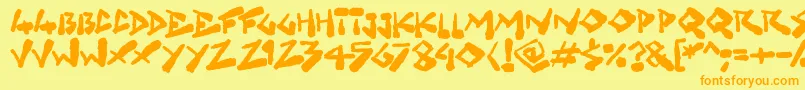 Grungelings-fontti – oranssit fontit keltaisella taustalla
