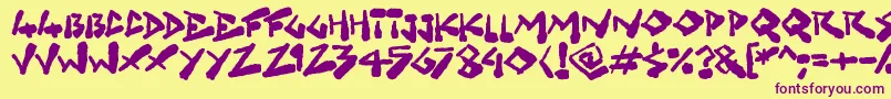 Grungelings Font – Purple Fonts on Yellow Background