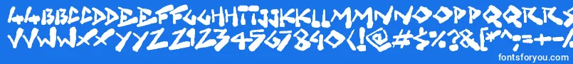 Grungelings-Schriftart – Weiße Schriften auf blauem Hintergrund