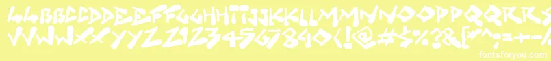 Шрифт Grungelings – белые шрифты на жёлтом фоне