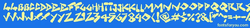 Grungelings-Schriftart – Gelbe Schriften auf blauem Hintergrund