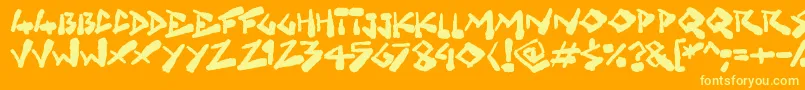 Grungelings-Schriftart – Gelbe Schriften auf orangefarbenem Hintergrund