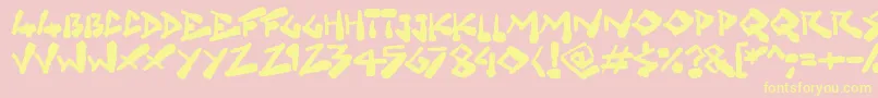 Fonte Grungelings – fontes amarelas em um fundo rosa