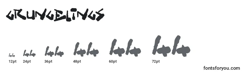 Größen der Schriftart Grungelings