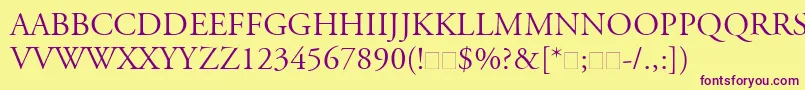 Шрифт AdobeGaramondLtTitlingCapitals – фиолетовые шрифты на жёлтом фоне