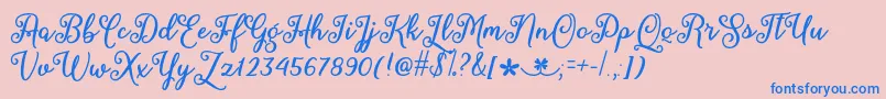 MarchCalligraphyOtf Font – Blue Fonts on Pink Background