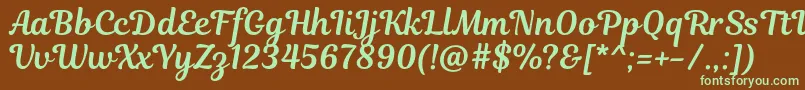 MagnoliaScript-Schriftart – Grüne Schriften auf braunem Hintergrund