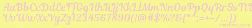 MagnoliaScript-fontti – vaaleanpunaiset fontit keltaisella taustalla