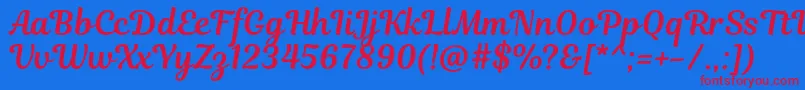 MagnoliaScript-Schriftart – Rote Schriften auf blauem Hintergrund