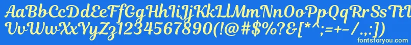 MagnoliaScript Font – Yellow Fonts on Blue Background