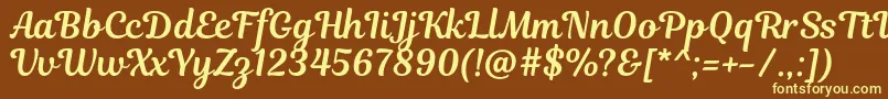 MagnoliaScript-fontti – keltaiset fontit ruskealla taustalla
