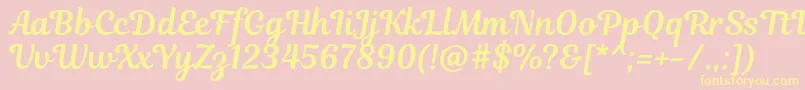 MagnoliaScript-Schriftart – Gelbe Schriften auf rosa Hintergrund