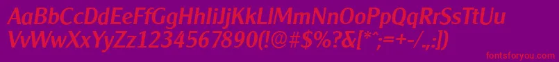 CleargothicserialMediumItalic-Schriftart – Rote Schriften auf violettem Hintergrund
