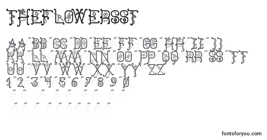 Czcionka TheFlowersSt – alfabet, cyfry, specjalne znaki