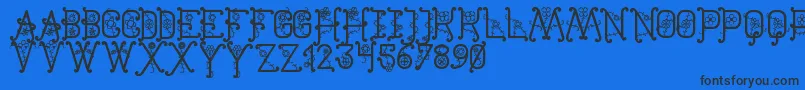 TheFlowersSt Font – Black Fonts on Blue Background