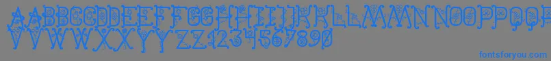 フォントTheFlowersSt – 灰色の背景に青い文字