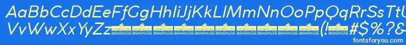 CocogothicItalicTrial Font – Yellow Fonts on Blue Background