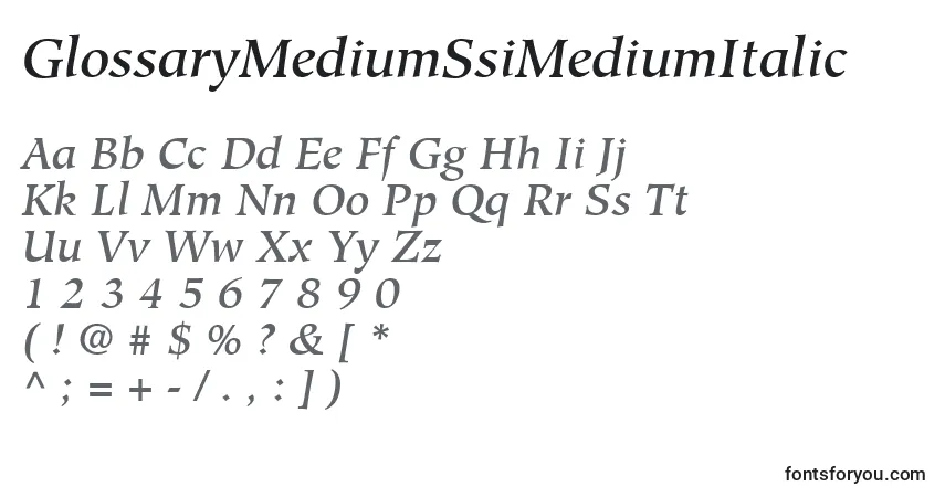 GlossaryMediumSsiMediumItalic-fontti – aakkoset, numerot, erikoismerkit