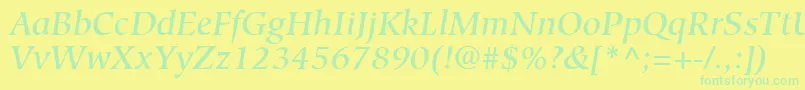 fuente GlossaryMediumSsiMediumItalic – Fuentes Verdes Sobre Fondo Amarillo