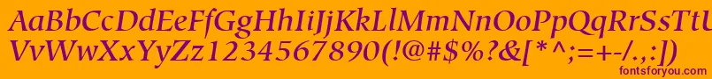GlossaryMediumSsiMediumItalic-fontti – violetit fontit oranssilla taustalla