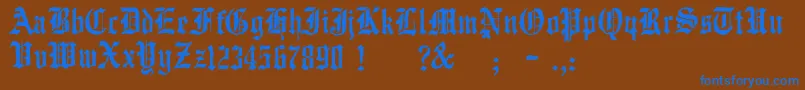 JmhWulfilaフォントについての詳細 フォントJmhWulfila – 茶色の背景に青い文字