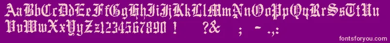 JmhWulfilaフォントについての詳細 フォントJmhWulfila – 紫の背景にピンクのフォント