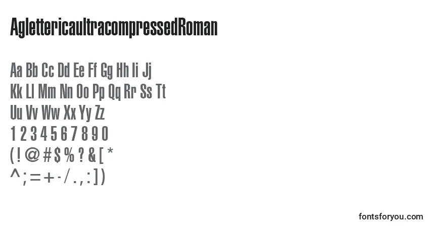 Schriftart AglettericaultracompressedRoman – Alphabet, Zahlen, spezielle Symbole