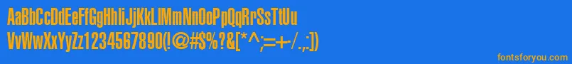 フォントAglettericaultracompressedRoman – オレンジ色の文字が青い背景にあります。