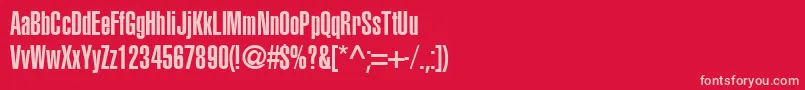 フォントAglettericaultracompressedRoman – 赤い背景にピンクのフォント