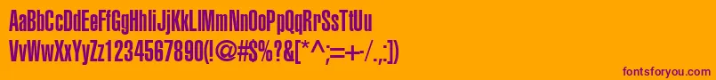 AglettericaultracompressedRoman-fontti – violetit fontit oranssilla taustalla