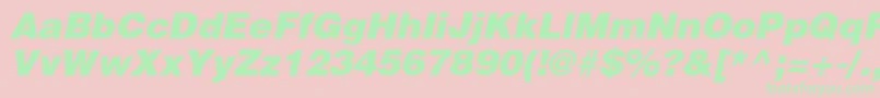 HeliosblackItalic Font – Green Fonts on Pink Background