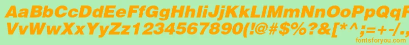 HeliosblackItalic Font – Orange Fonts on Green Background