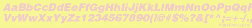 HeliosblackItalic Font – Pink Fonts on Yellow Background