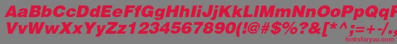 フォントHeliosblackItalic – 赤い文字の灰色の背景