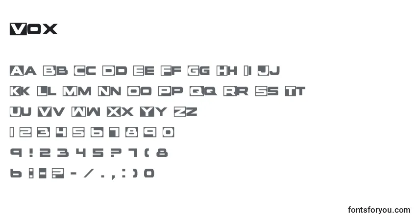 Czcionka Vox – alfabet, cyfry, specjalne znaki