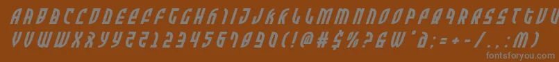 フォントZoneridertitleital – 茶色の背景に灰色の文字