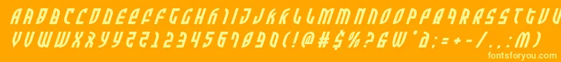 Zoneridertitleital-Schriftart – Gelbe Schriften auf orangefarbenem Hintergrund