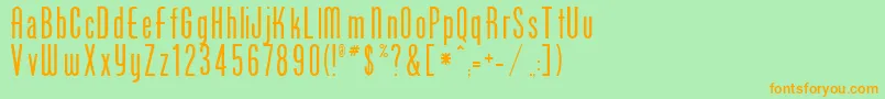 フォントPhoenixRegular – オレンジの文字が緑の背景にあります。