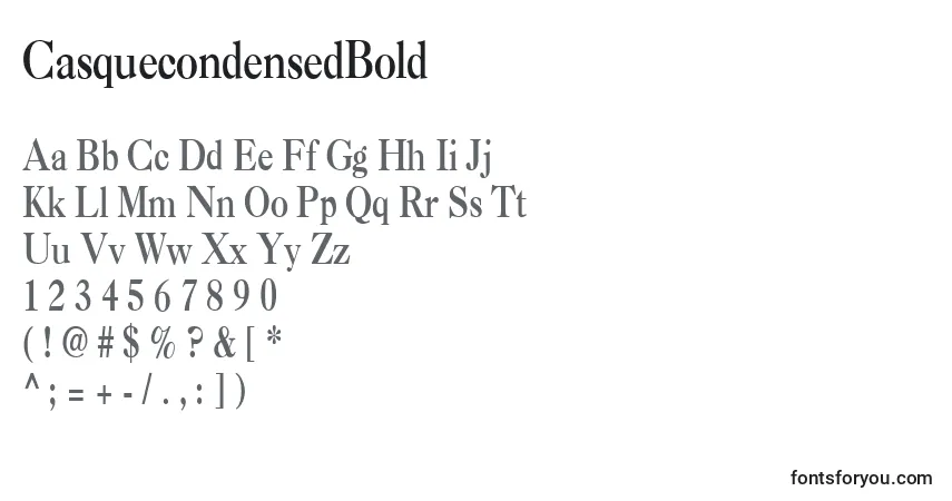 Czcionka CasquecondensedBold – alfabet, cyfry, specjalne znaki