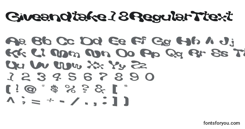 Giveandtake18RegularTtext-fontti – aakkoset, numerot, erikoismerkit