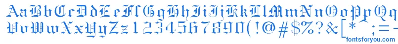 Gothice-Schriftart – Blaue Schriften auf weißem Hintergrund