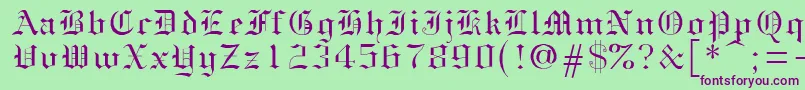 フォントGothice – 緑の背景に紫のフォント