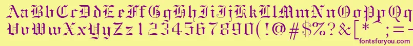 Gothice-Schriftart – Violette Schriften auf gelbem Hintergrund