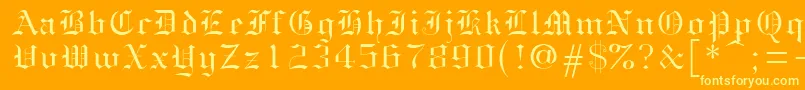 Gothice-Schriftart – Gelbe Schriften auf orangefarbenem Hintergrund