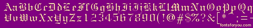 Gothice-Schriftart – Gelbe Schriften auf violettem Hintergrund