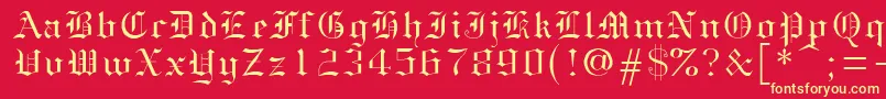 Gothice-Schriftart – Gelbe Schriften auf rotem Hintergrund
