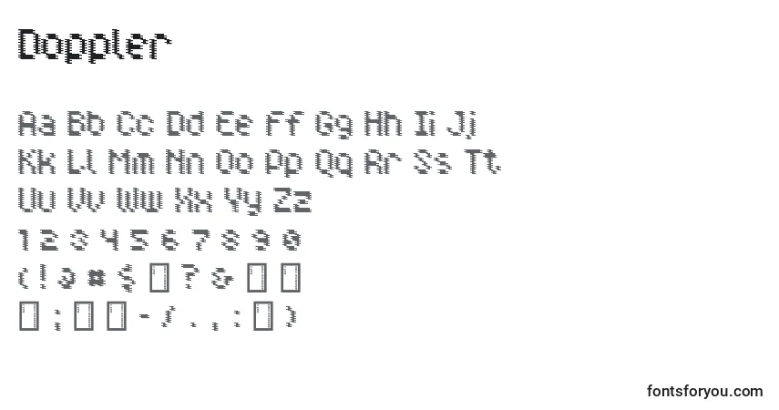 Fuente Doppler - alfabeto, números, caracteres especiales