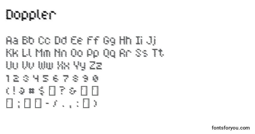 Doppler-fontti – aakkoset, numerot, erikoismerkit